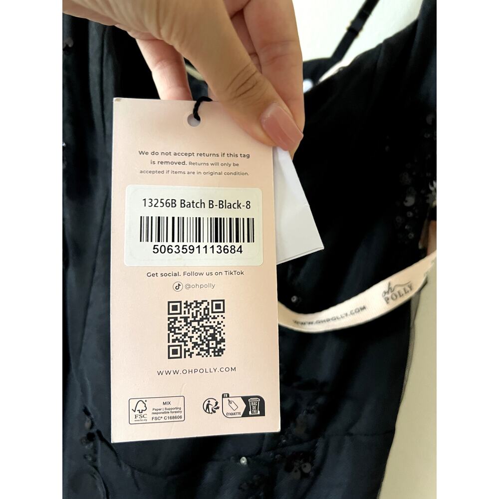 Oh Polly Vasanta Embellished Applique Soft-Scoop Corset Gown in Black size 4 - Picture 9 of 11